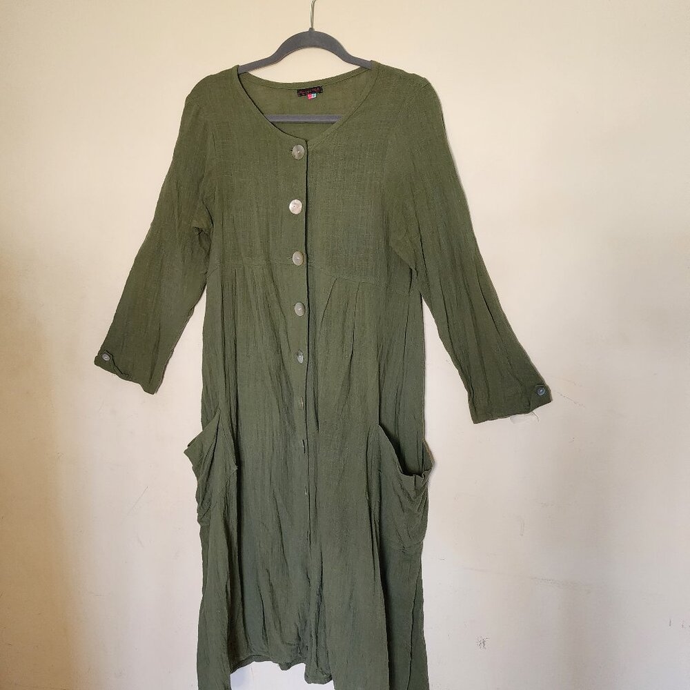 Maggie Walt green shirt dress, M/L